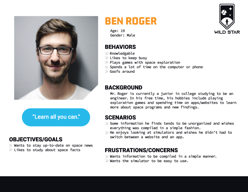 Wild Star persona about Ben Roger.